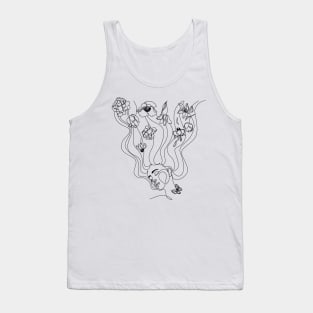 Woman with long hair and flowers in Tank Top